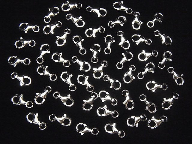 Silver925 Oval Lobster (with Jump Ring)9x5.5x2.5mm Rhodium Plated 2pcs