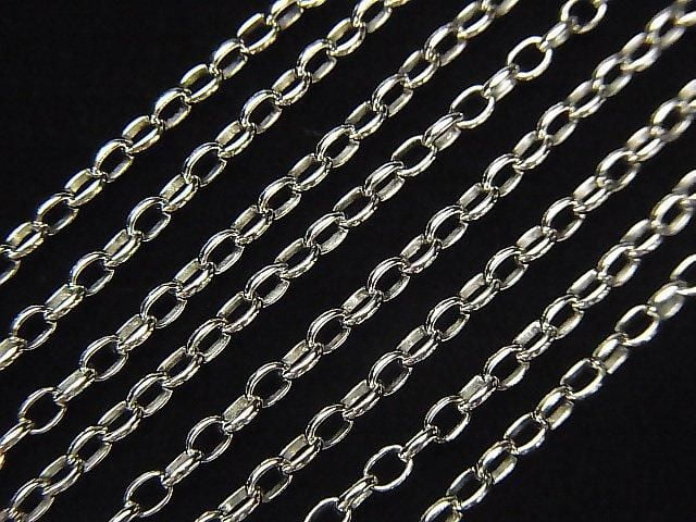 Silver 925 Long Rolo Chain, Approx. 2mm Wide, Rhodium Plated, 10cm