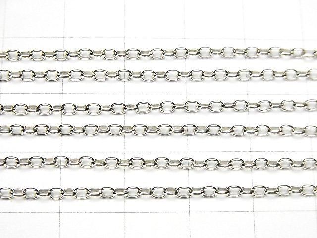Silver 925 Long Rolo Chain, Approx. 2mm Wide, Rhodium Plated, 10cm