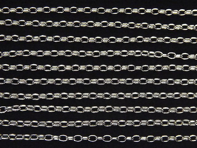 Silver925 Long Rolo Chain Approx. 2mm Width Rhodium Plated 10cm