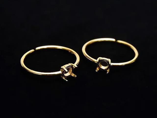 [Video] Silver925 Ring Frame (Prong Setting) Round 4mm 18KGP Free Size 1pc