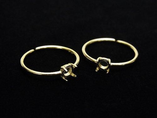 [Video]Silver925 Ring Frame (Prong Setting) Round 4mm 18KGP Free Size 1pc