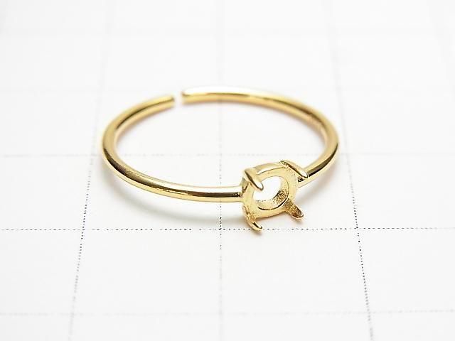 [Video] Silver925 Ring Frame (Prong Setting) Round 4mm 18KGP Free Size 1pc