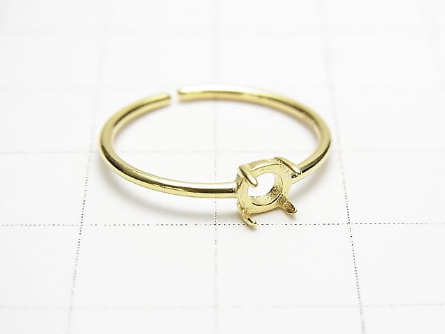 [Video]Silver925 Ring Frame (Prong Setting) Round 4mm 18KGP Free Size 1pc