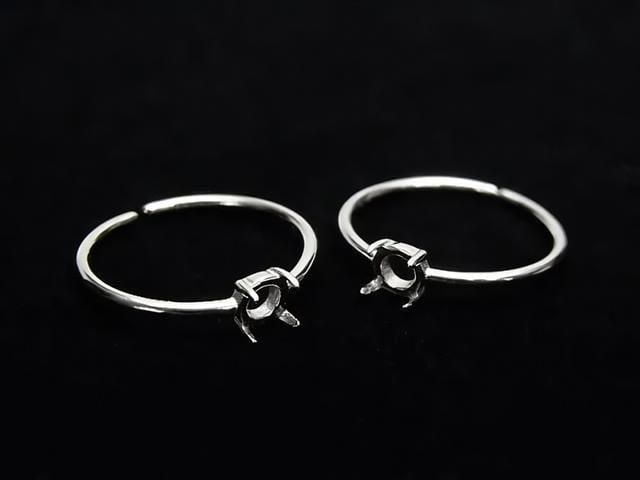 [Video] Silver925 Ring Frame (Prong Setting) Round 4mm Rhodium Plated One Size Fits All 1pc