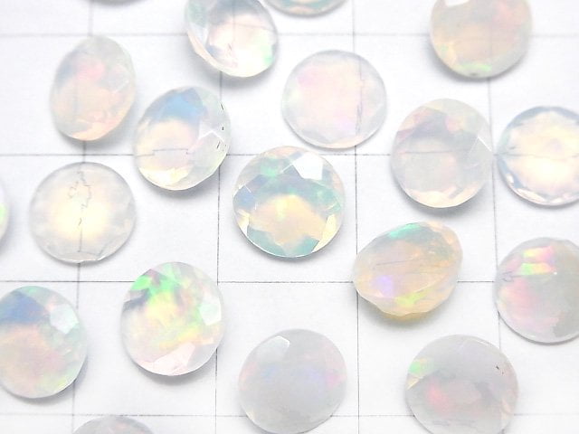 [Video]High Quality Ethiopian Opal AAA Loose stone Round Faceted 8x8mm 2pcs