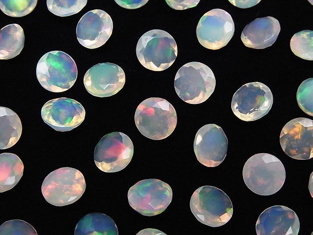 [Video]High Quality Ethiopian Opal AAA Loose stone Round Faceted 8x8mm 2pcs