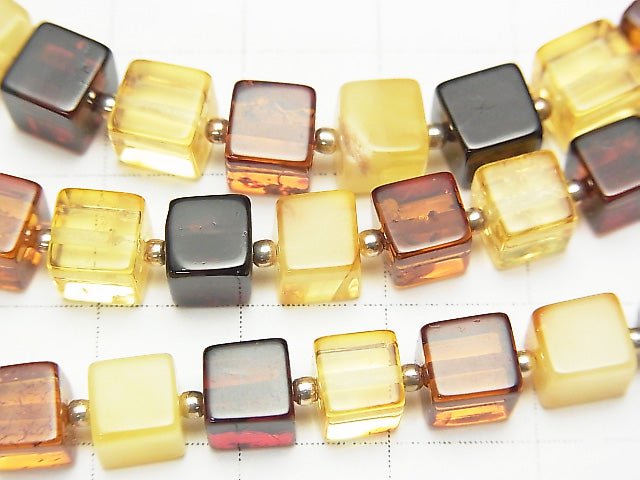 1strand $89.99! Baltic Amber Cube 6x6x6mm Multi Color 1strand (Necklace)