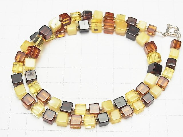 1strand $89.99! Baltic Amber Cube 6x6x6mm Multi Color 1strand (Necklace)