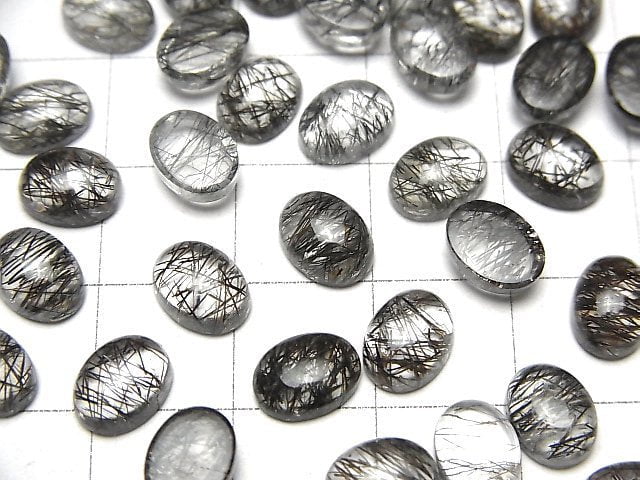 [Video]High Quality Tourmaline Quartz AAA Oval Cabochon 8x6mm 3pcs