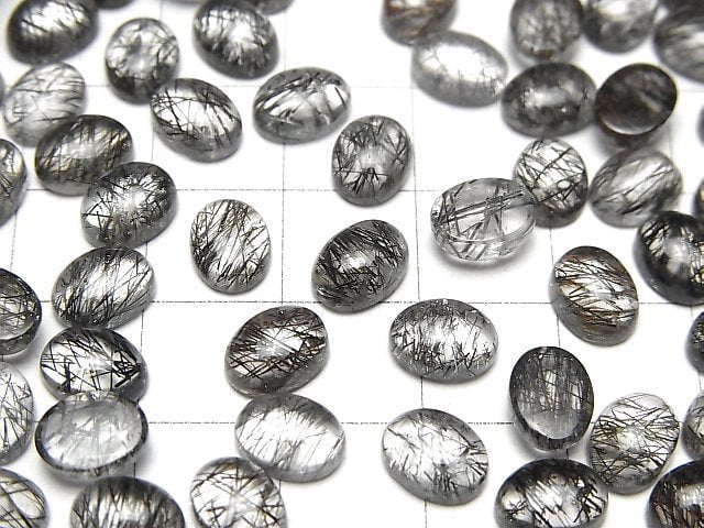 [Video]High Quality Tourmaline Quartz AAA Oval Cabochon 8x6mm 3pcs