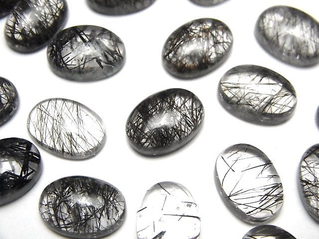 Cabochon, Tourmalinated Quartz Gemstone Beads