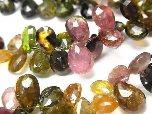 Faceted Briolette, Pear Shape, Tourmaline Gemstone Beads