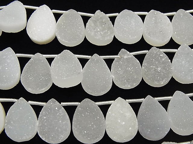 [Video] Druzy Agate Pear shape 14x10mm half or 1strand beads (aprx.6inch/16cm)