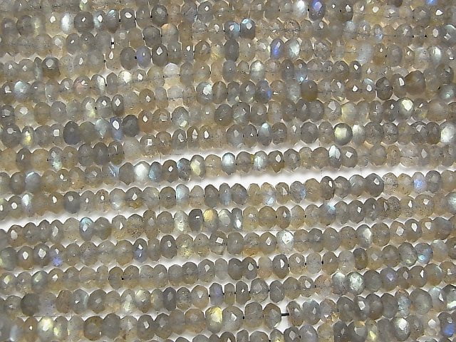 [Video] Labradorite AA++ Faceted Button Rondelle 5x5mm 1strand beads (aprx.14inch/34cm)