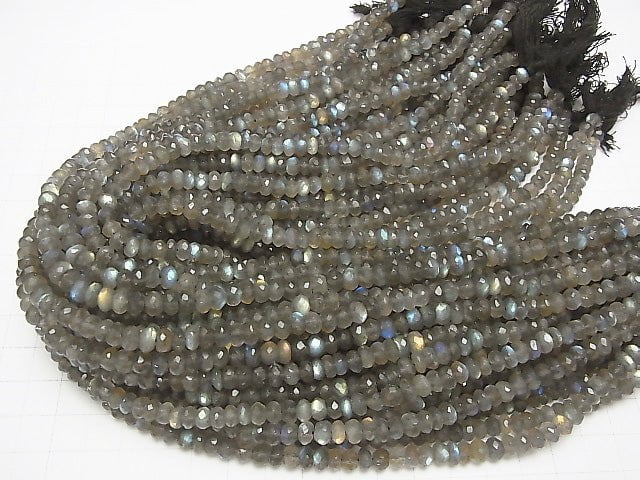 [Video] Labradorite AA++ Faceted Button Roundel 5x5mm 1strand beads (aprx.14inch/34cm)