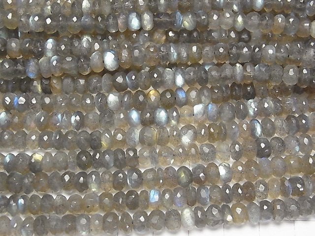 [Video]High Quality Labradorite AAA- Faceted Button Rondelle half or 1strand beads (aprx.14inch/34cm)