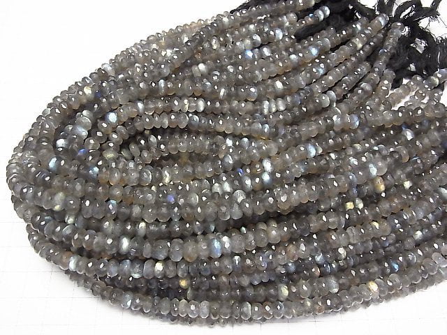 [Video]High Quality Labradorite AAA- Faceted Button Roundel half or 1strand beads (aprx.14inch/34cm)