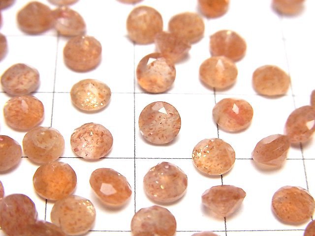 [Video]High Quality Sunstone AAA Loose stone Round Faceted 5x5mm 5pcs