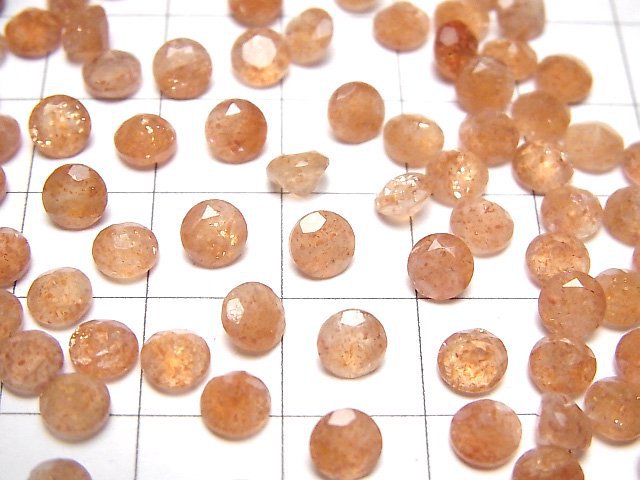 [Video]High Quality Sunstone AAA Loose stone Round Faceted 5x5mm 5pcs