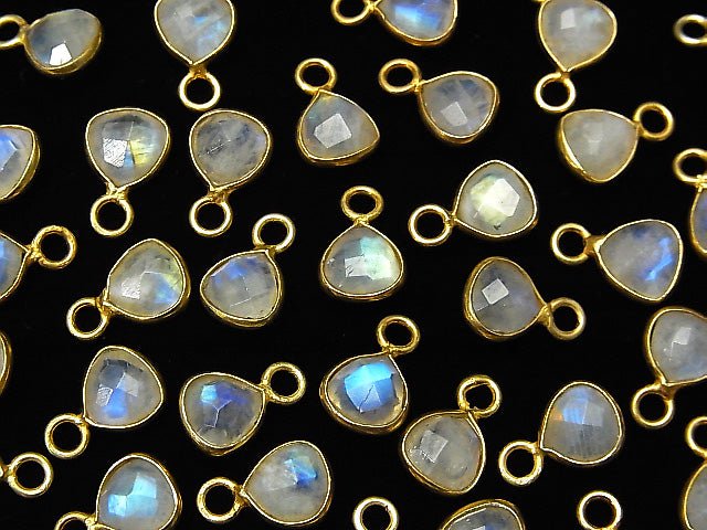 Rainbow Moonstone AA++ Bezel Setting Chestnut -Triangle Cut 7x7mm [One Side] 18KGP 5pcs $5.79!