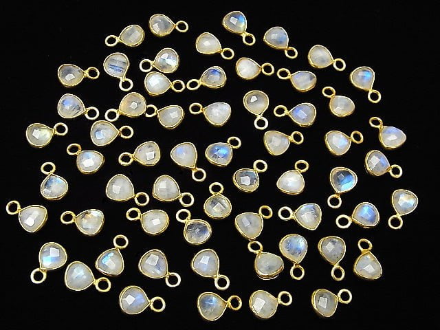 Rainbow Moonstone AA++ Bezel Setting Chestnut -Triangle Cut 7x7mm [One Side] 18KGP 5pcs $5.79!