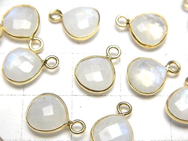 [Video]Rainbow Moonstone AA++ Bezel Setting Chestnut Shape 9x9mm 18KGP 4pcs