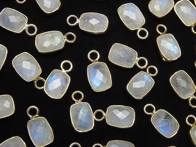 Bezel Setting, Rainbow Moonstone, Rectangle Gemstone Beads