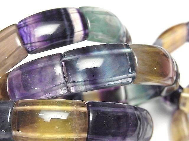 [Video] Multicolor Fluorite AAA 2-Hole Rectangle 23x13x8mm 1-Strand (Bangle Bracelet)