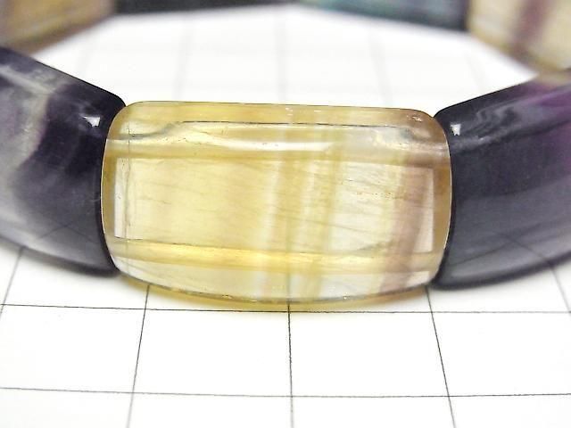 [Video] Multicolor Fluorite AAA 2-Hole Rectangle 23x13x8mm 1-Strand (Bangle Bracelet)