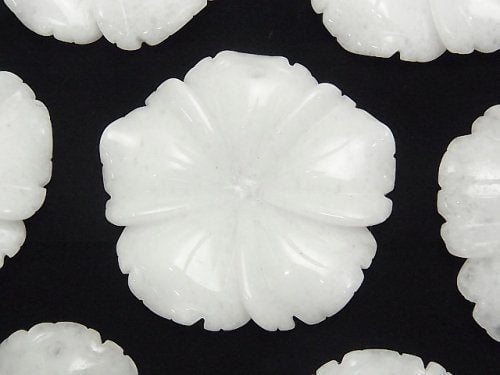 Flower, White Jade Gemstone Beads