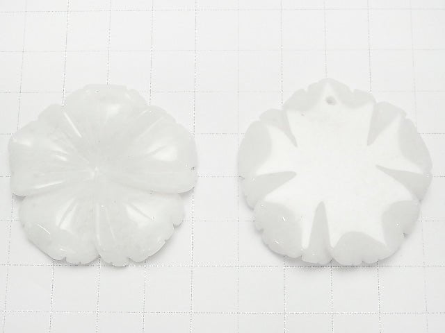 [Video] White Jade Flower 40x40x8mm 1pc $5.79!