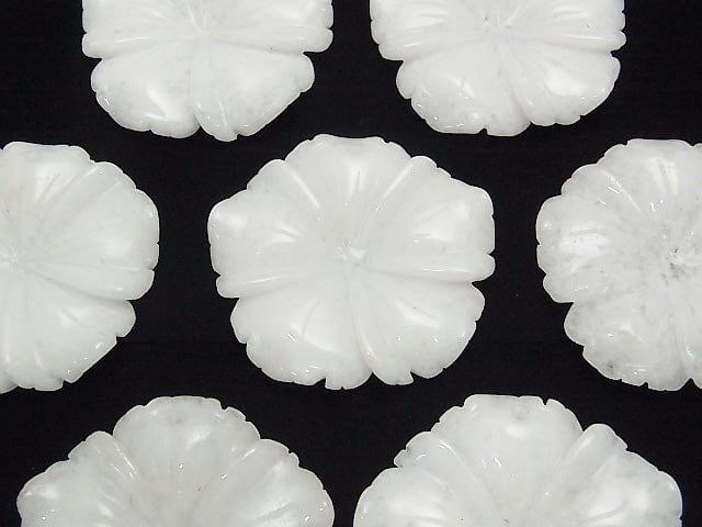 [Video] White Jade Flower 40x40x8mm 1pc $5.79!