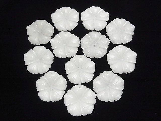 [Video] White Jade Flower 40x40x8mm 1pc $5.79!