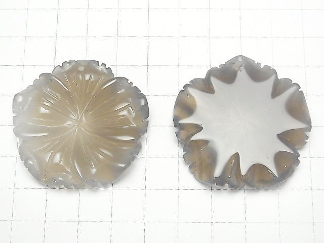 [Video]Gray Onyx Flower 40x40x8mm 1pc $5.79!