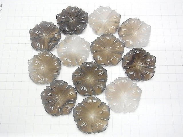 [Video]Gray Onyx Flower 40x40x8mm 1pc $5.79!