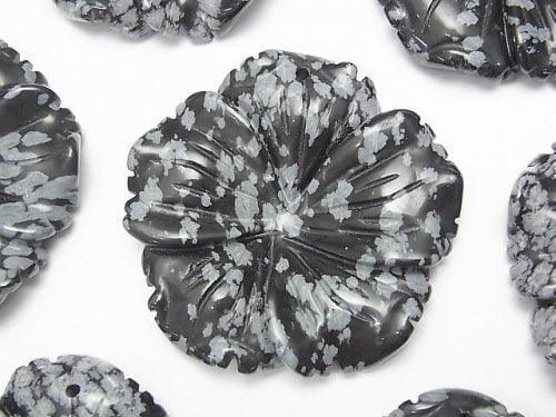 Flower, Obsidian Gemstone Beads