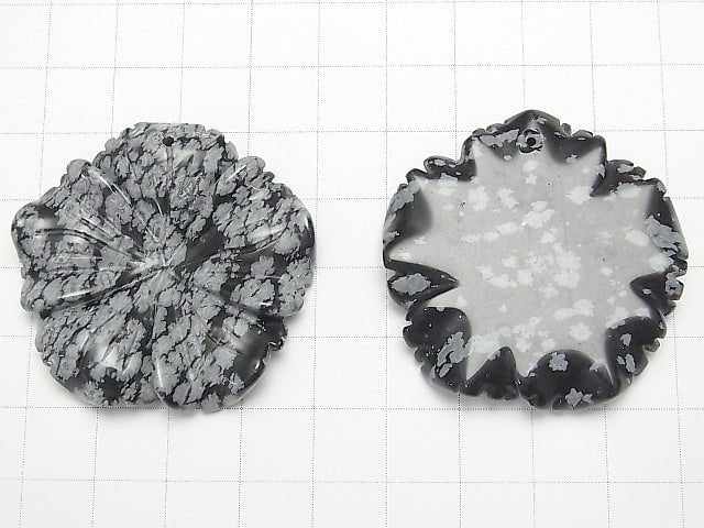 [Video] Snowflake Obsidian Flower 40x40x8mm 1pc $5.79!