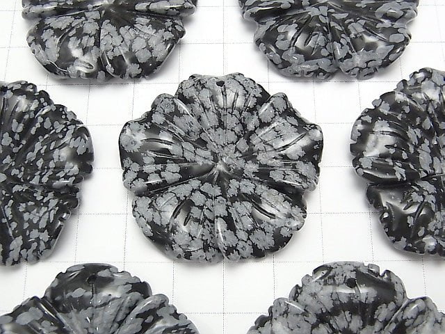 [Video] Snowflake Obsidian Flower 40x40x8mm 1pc $5.79!