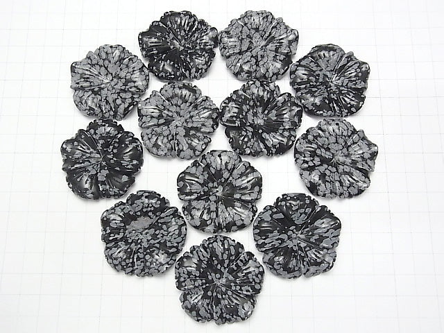 [Video] Snowflake Obsidian Flower 40x40x8mm 1pc $5.79!