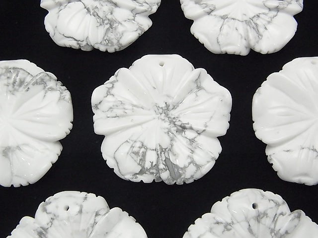 Howlite Magnesite Flower 40x40x8mm 1pc $5.79!