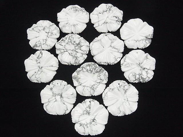 Howlite Magnesite Flower 40x40x8mm 1pc $5.79!