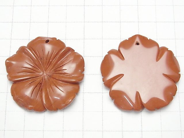 [Video] Red Jasper Flower 40x40x8mm 1pc $5.79!