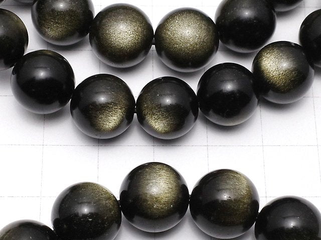 [Video] Golden Obsidian AAA+ Round 12mm Bracelet