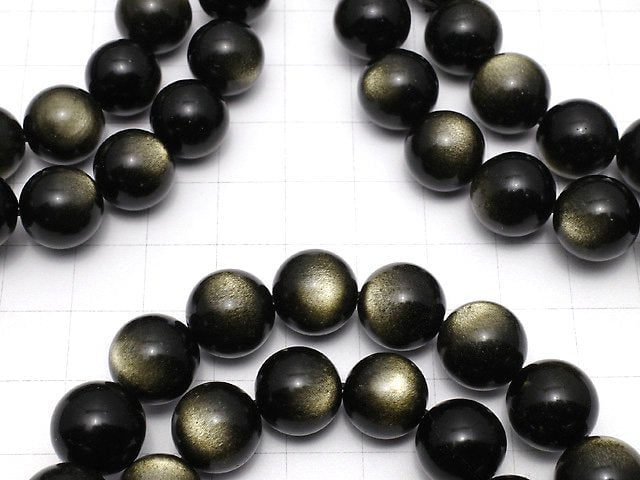 [Video] Golden Obsidian AAA+ Round 12mm Bracelet