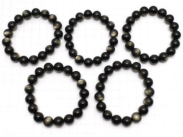 [Video] Golden Obsidian AAA+ Round 12mm Bracelet