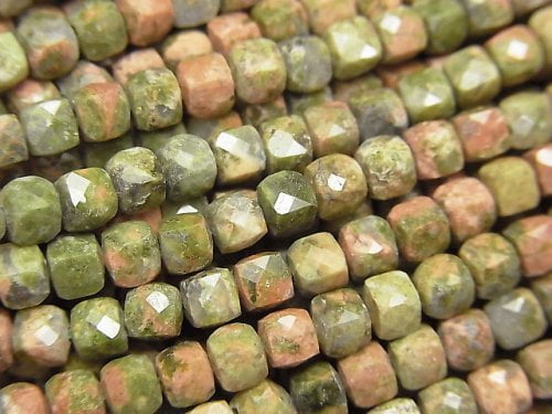 Cube, Unakite Gemstone Beads