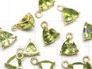 [Video]High Quality Peridot AAA Bezel Setting Triangle Faceted 7x7mm 18KGP 2pcs