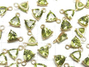 [Video]High Quality Peridot AAA Bezel Setting Triangle Faceted 7x7mm 18KGP 2pcs