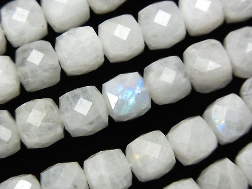 Cube, Rainbow Moonstone Gemstone Beads